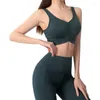 Yoga Outfit Women Girls Comfort Soft Firm Control Quick Dry Fitness Gym Scrunch Running Bra Summer Solid Color Outdoor Sports