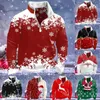 Męskie bluzy bluzy świąty świąteczne świąteczne koszulki swobodne top navidad hoodoved pullovers z kapturem z kapturem zamek błyskawicz