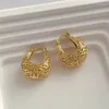 Hoop Earrings Fashion Gold Color Hollow Out For Women Modern Lady's Ear Accessories Daily Wear Chic Jewelry E1253