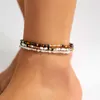 3pcs/set boho 다채로운 씨앗 구슬 여성을위한 발목 anklets 수제 탄성 여름 해변 맨발 팔찌 발 보석