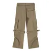 Men's Pants Side Pocket With Leg Band Cargo Casual Men Women Straight Style Trousers Black Green