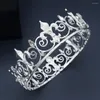 Hair Clips Classic Bridal Wedding Crown Accessories Baroque Full Round Golden Rhinestone Alloy Party Prom Headdress