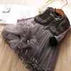 Flickans klänningar Autumn Girls Dresses Children Clothes Fake Mink Jacket Faux Päls Varm Spets Födelsedagsbröllop Party Toddler Casual Vestidos 2-8 år 230413