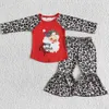 Conjuntos de roupas RTS Baby Girl Roupas Manga Longa Bell Bottoms Outfits Boutique Roupas de Natal Conjunto Papai Noel Imprimir Cute Children Clothes 231113