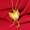 Pingentes 24k amarelo banhado a ouro borboleta colar para mulheres noiva casamento aniversário noivado clavícula corrente jóias finas presentes
