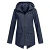 Kvinnorjackor Zip Up Jacket Raincoat Outdoor vandring huva vattentät vindtät kappa vindbrytare plus storlek fickan chaquetas