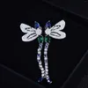 Brincos de Moda Moda Cora de Prata CZ Dragonfly Tassel Long Women Water Drop Temperment Butterfly Retro Jóias