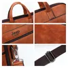 Aktetassen Buluo Brand Man's Business aktetas Bag 2pcs/Set gesplitste lederen schoudermannen Kantoorzakken voor 14 inch laptop A4 Causel