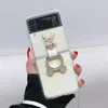 Estuches para teléfonos celulares Cute Color Bow Bear Ring Clear Phone Case para Samsung Galaxy Z Flip 3 4 a prueba de golpes Flip Hard Cover