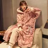 Indumenti da notte da donna Femme Ears Warm Kawaii Homewear coreano Camicie da notte Velluto Spessa Camicia da notte Corallo Tasca invernale Donna Sleepshirts