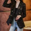 Atacado de alta qualidade casual xadrez blazer com bolso para mulheres moda elegante retalhos outwear jaqueta formal casacos femininos