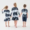 Family Matching Outfits kids boys girls spring summer tie dye cotton casual clothing children fashion set top and romper matching clothing 230412