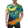 Camicie casual da uomo Camicia da spiaggia a onde giapponesi Oro Seigaiha Camicette da uomo hawaiane moda modello manica corta Abbigliamento di grandi dimensioni