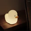 Luzes noturnas nórdicas fofinhas adorável desenho animado pato liderado por pato liderado