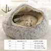 Cat Beds Round Plush Bed Warm Comfortable Puppy House Soft Long Nest For Small Dogs 2 In 1 Sleep Windproof Cama Perro