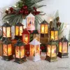 Bougies Bougies de Noël lumière LED cerf de neige lanterne lumière château Vintage Santa bonhomme de neige suspendu lanterne lampe nouvel an décoration de fête