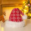 Red Christmas Hat Soft Plush Striped snowflak Hats Santa Claus Cosplay Cap Children Adults Xmas Party Decoration Caps 1113