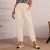 Pantalons pour femmes Pantalons de survêtement à jambes larges Femmes Cargo Coton Lin Taille élastique Poche Vêtements Y2k Streetwear