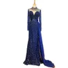 Marineblaue Meerjungfrau-Abend-lange Kleider Neuer Trend Serene Hill LA71359 wulstige volle Hülsen-Partei-Kleider