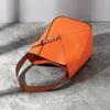 MS 패션 정품 가죽 버킷 가방 여성 유럽과 미국 스타일의 고급 디자이너 가방 오렌지 토트 지갑 2023 년