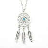 Подвесные ожерелья модные ретро женские кисточки для ожерелья пера ювелирные изделия богемия мечты о ловце