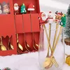 Ensembles de vaisselle 6 pièces Santa Noël cuillère fourchette ensemble en acier inoxydable année vaisselle décoration accessoires de cuisine