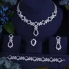 Collier Boucles d'oreilles Set ACCKINGFOOBLE LUXE LUXE ÉLÉGANT FORME CUBE CUBE Zircon Bracelet Bracelet 4pcs Big Wedding