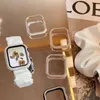 Outros acessórios de moda Case de creme de diamante brilhante de luxo para Apple Watch 41mm 38mm 45 40mm Tampa dura a laser de 40 mm para Iwatch Series 8 7 6 SE 5 4 3 2 J230413