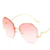 Модные солнцезащитные очки с градиентом чая, женские солнцезащитные очки с океанской окантовкой, металлические изогнутые дужки, солнцезащитные очки, женские UV400 230920