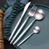 Set di stoviglie Set di posate Acciaio inossidabile Forchetta Coltello Cucchiaio Bianco Argento Tè occidentale Utensili da cucina da dessert Goccia