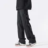 Men's Pants Wide-leg Cargo Trousers Stylish Mid-rise With Side Buckle Design Straight Wide Leg For Long-lasting Boys