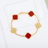 Femme Cleef AA Arpels  Bracelets de chaîne de luxe Four Leaf Clover Designer 18K Placing Van Fashion Classics Bijoux Femmes Brand Trend Charm Bracelet SD