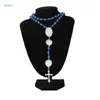 Correntes Colar Católico Lady Girl Menina Transferência de calor em branco Oração de metal Rosário Cadeia Cruz Cross Christian Jewelry Presente para mulheres homens