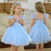 Mädchenkleider 4-10T Mädchen Prinzessin Kleid Kinder Kurzarm Punkt Geburtstag Tüll Tutu Kleid Abend Party Kostüm Kleinkind Freizeitkleidung 230413