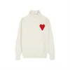 Winter Amis Amisweater Turtleneck Designer AM I Paris Jumper Col haut Sweat-shirt chaud Jacquard A-word Love Heart Coeur Hoody Hommes Femmes Tricoter Nouvelle Couleur YB0E