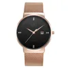 Montres-bracelets 2023 ASJ montres pour hommes montre d'affaires noir montre-bracelet à Quartz étanche en acier bracelet milanais calendrier horloge mince