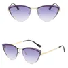 Sunglasses Curved Frame Glasses Trimmed Solid Color Women's Metal UV Sun Street Joker Plain