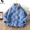 Coat Kids Autumn Winter Thicken Warm Flannel Coat Baby Boys Girls Fashion Plaid Stand Collar Zipper Jackets Casual Outerwear 231110