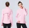 2023 Lulus Yogas Jaqueta Feminina Roupas de Ioga Define Treino Esporte Casaco Jaqueta de Fitness Esporte de Secagem Rápida Activewear Top Sólido Zip Up ZXZ