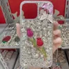 Bling Diamond Cases pour iPhone 15 Pro Max 14 Plus 13 12 11 X XR XS 8 7 6 SE2 Luxe 3D Rose Floral Fleur Cristal Acrylique Dur PC Plastique Souple TPU Strass Filles Couverture de Téléphone
