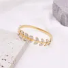 Bangle Chic Stainless Steel Waterproof Bracelet Leaf Shape Zircon Mosaic Wedding Women Jewelry Gift Accessories Wholesale