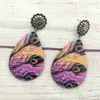 Ciondola gli orecchini in legno di piume di pavone per le donne Fashion Vintage Single Side Print Teardrop Boutique Jewelry Wholesale