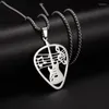 Hanger kettingen mannen dames mode hartvorm roestvrij staal gitaar muziek noot symbool ketting hiphop rock punk sieraden cadeau