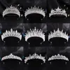 Haarspeldjes Luxe Kristal Bruiloft Tiara Strass Bruidskroon Zilver Kleur Diadeem Sluier Tiara Bruid Accessoires Hoofddeksel