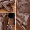 BROCKASES Herrväska Business Portfölj Casual Vintage Handväska Male Horisontell axel Messenger Soft Leather Computer Laptop Falls