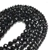 Loose Gemstones Fine Natural Stone Faceted Black Tourmaline Round Gemstone Spacer Beads For Jewelry Making DIY Bracelet Necklace 6/8/10MM