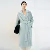 Women's Wool Blends High-end 100% Alpaca Wool Coat Women Camel Winter Warm Long Black Coat Orange Fashion Casual Classic Lace-up 231113