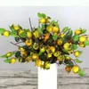 Decorative Flowers Artificial Pomegranate Berries Christmas Berry Flower Stems Fake Picks Holly Decor Faux Rosehip Fruit Red Branches