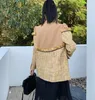 Damesjassen streetwear modeontwerper herfst puff puff mouw blazer jas vrouwen tweed kwastje patchwork bloemen knop losse jas bovenkleding