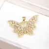 Pendant Necklaces 5Pcs High Quality Gold /Silver Color Butterfly Charms CZ Pave Dainty Necklace Charm